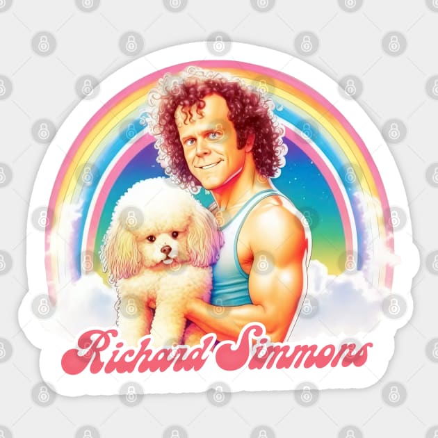 Richard Simmons --- Retro Rainbow Aesthetic Sticker by DankFutura